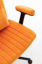 Orange Velvet Criss Cross Armrest Office Chair with Wheels - Stylish for Home Office, Gaming & Makeup | Premium Home Decor - 