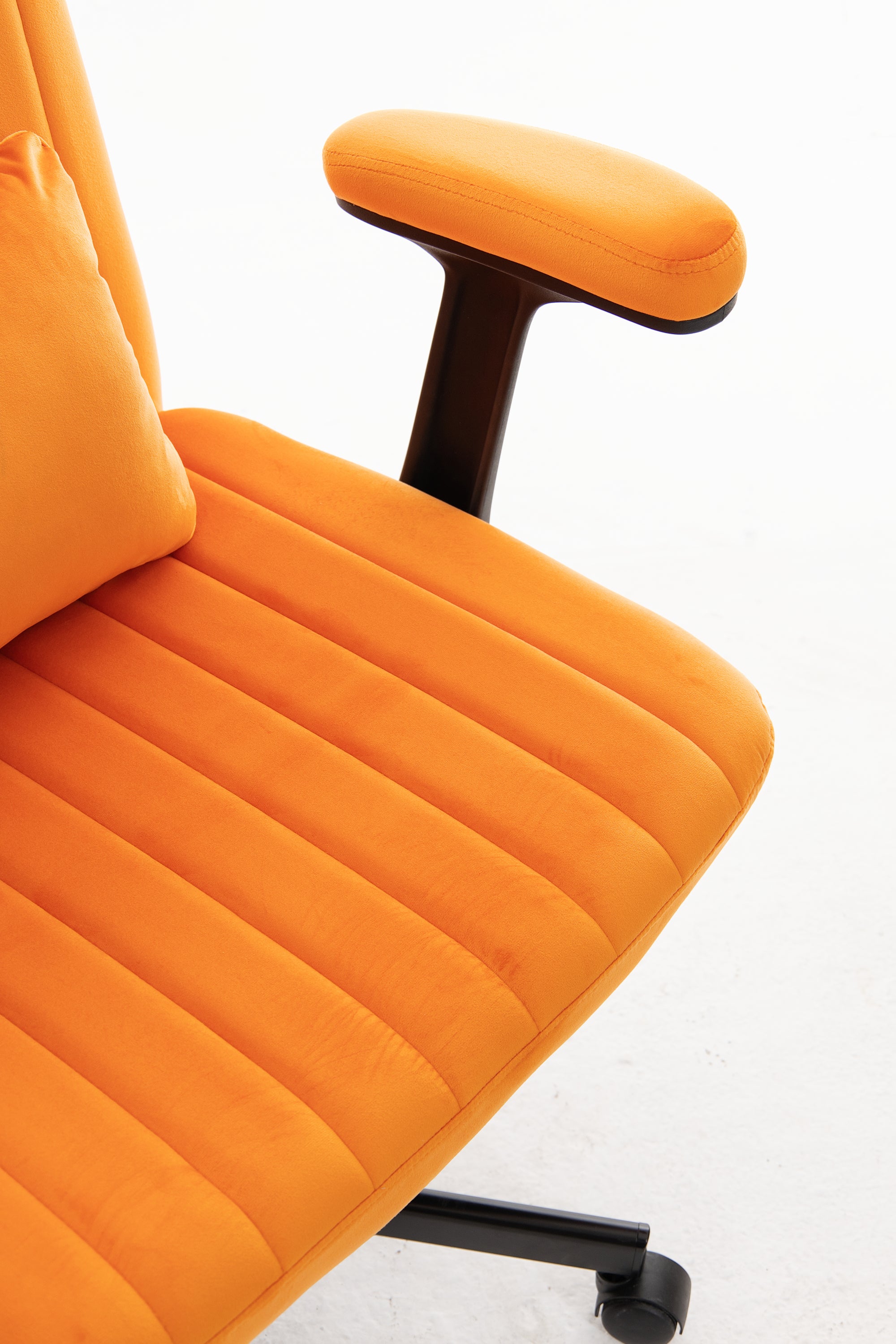 Orange Velvet Criss Cross Armrest Office Chair with Wheels - Stylish for Home Office, Gaming & Makeup | Premium Home Decor - 