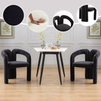 Contemporary Designed Velvet Fabric Upholstered Accent/Dining Chair /Barrel Side Chairs Kitchen Armchair for Living Room set of 2 (Black Velvet) - Grand Goldman Shop