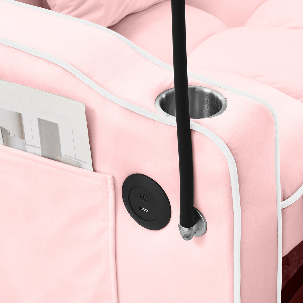 Convertible Sleeper Chair Sofa Bed Adjustable Pull Out Sleeper Chair Bed Multi-Pockets Folding Sofa Bed for Living Room Bedroom Small Space,3-in-1 Sofa Bed(PINK) - Grand Goldman Shop