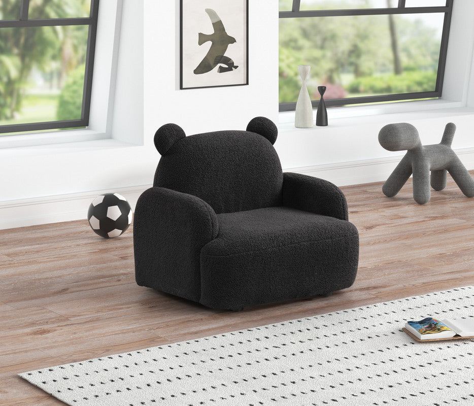 Rosella 25.5'W Black Sherpa Bear-Shaped Kids Armchair - Grand Goldman