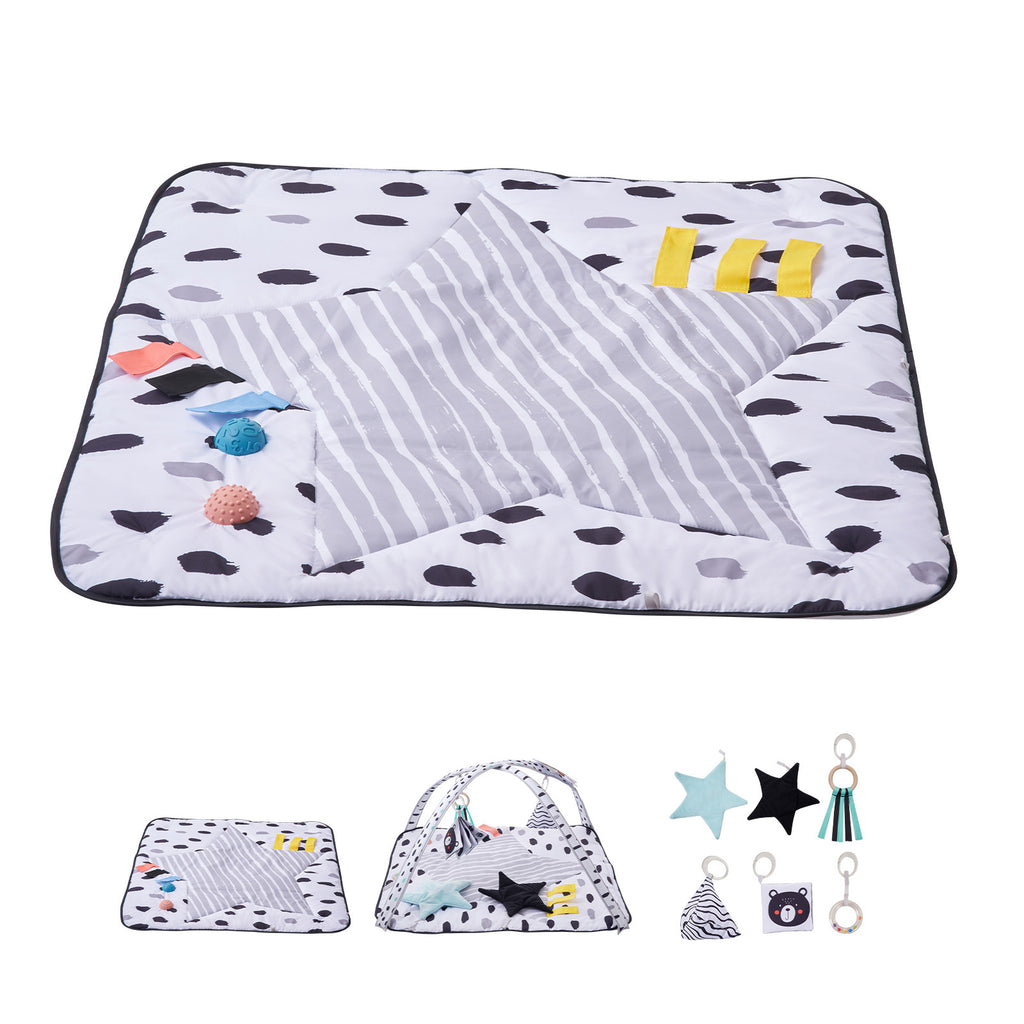 Baby Play Gym Mat Tummy Time Activity Mat with 6 Sensory Toys 34.4' x 34.4' | Premium Home Decor - Grand Goldman