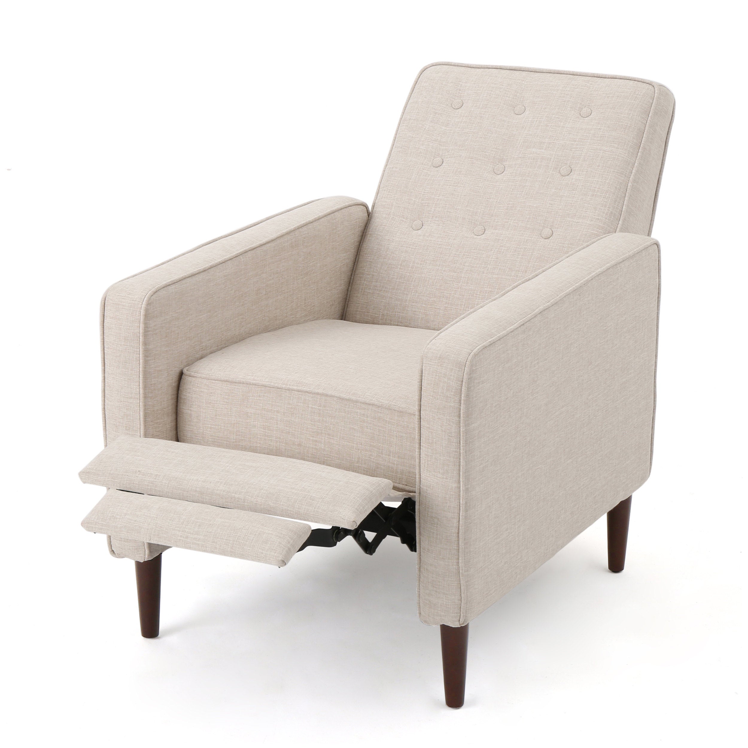 Macedonia Mid-Century Modern Button Tufted Fabric Recliner - Grand Goldman Shop