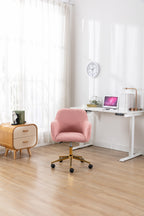 Modern Teddy Fabric Material Adjustable Height 360 Revolving Home Office Chair With Gold Metal Legs And Universal Wheel For I