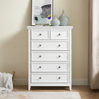 Modern 6 Drawers Dresser 6 Drawers Cabinet,Chest of Drawers Closet Organizers and Storage Clothes Storage Drawers Cabinet for Living Room, Farmhouse Dresser Organizer white - Grand Goldman Shop