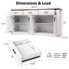 Modern Fluted Sideboard Buffet Cabinet with 4 Doors 3 Drawers, White MDF Storage Console Table for Living Room Dining Room Entryway, 63.11' L x 15.75' W x 32' H - Grand Goldman Shop