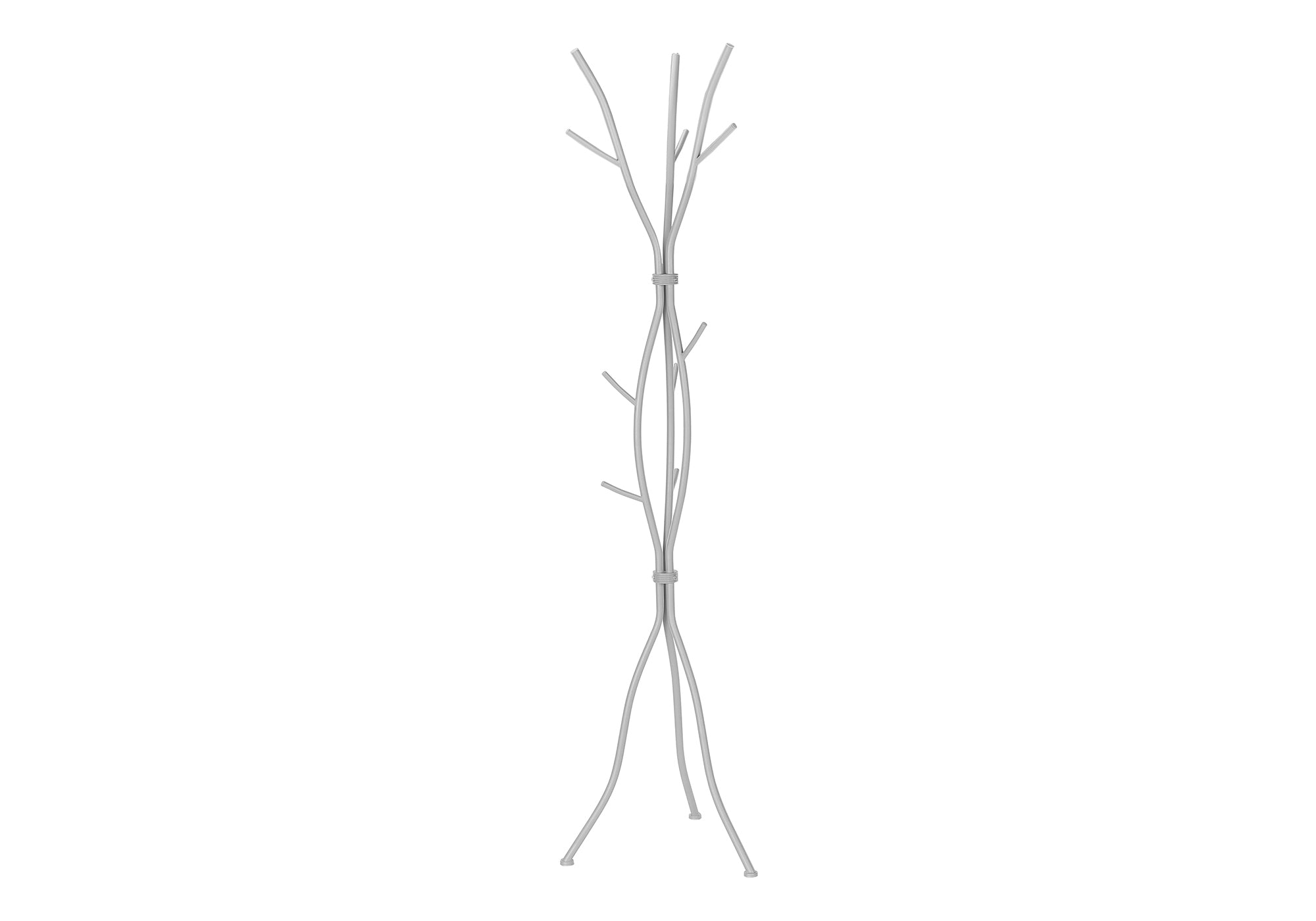 Coat Rack, Hall Tree, Free Standing, 11 Hooks, Entryway, 74'h, Bedroom, Grey Metal, Contemporary, Modern - Grand Goldman Shop