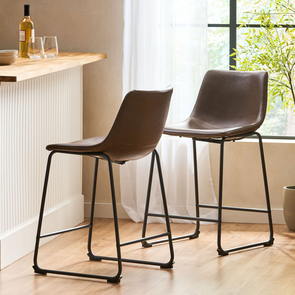 Vintage Style Brown 24-Inch Counter Stool (Set of 2) - Grand Goldman Shop