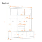 75'' H Entryway Hall Tree with Bench and Storage, 5-in-1 Modern Hall Tree with Coat Rack, 6 Drawers, 3 Cabinets and 3-Tier Top Storage for Hallway, Entryway, Living Room, Mudroom - Grand Goldman Shop
