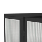 23.62'Glass Doors Modern Two-door Wall Cabinet with Featuring Two-tier Enclosed Storage, an Open Shelf, and Towel Rack, for Entryway Living Room Bathroom Dining Room,Black - Grand Goldman Shop
