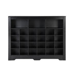 ON-TREND Sleek Design 24 Shoe Cubby Console, Modern Shoe Cabinet with Curved Base, Versatile Sideboard with High-quality for Hallway, Bedroom, Living Room, Black - Grand Goldman Shop