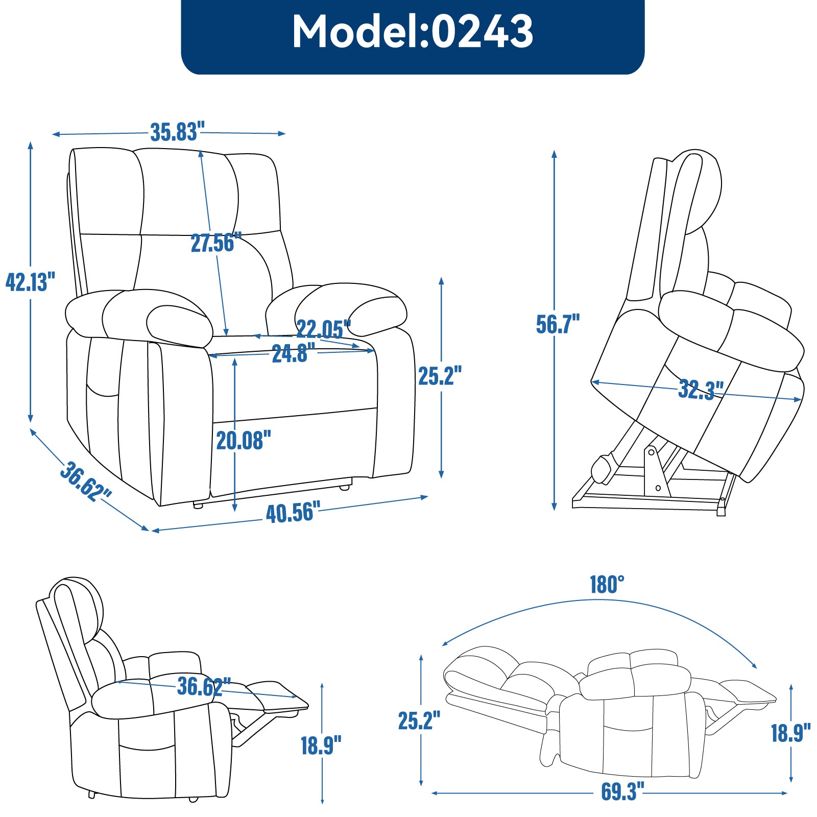 Grey Heat Massage Dual Motor Infinite Position Up to 350 LBS Large Electric Power Lift Recliners with Hidden Cup Holders, Power-Remote, Medium-firm and Heavy Duty - Grand Goldman Shop