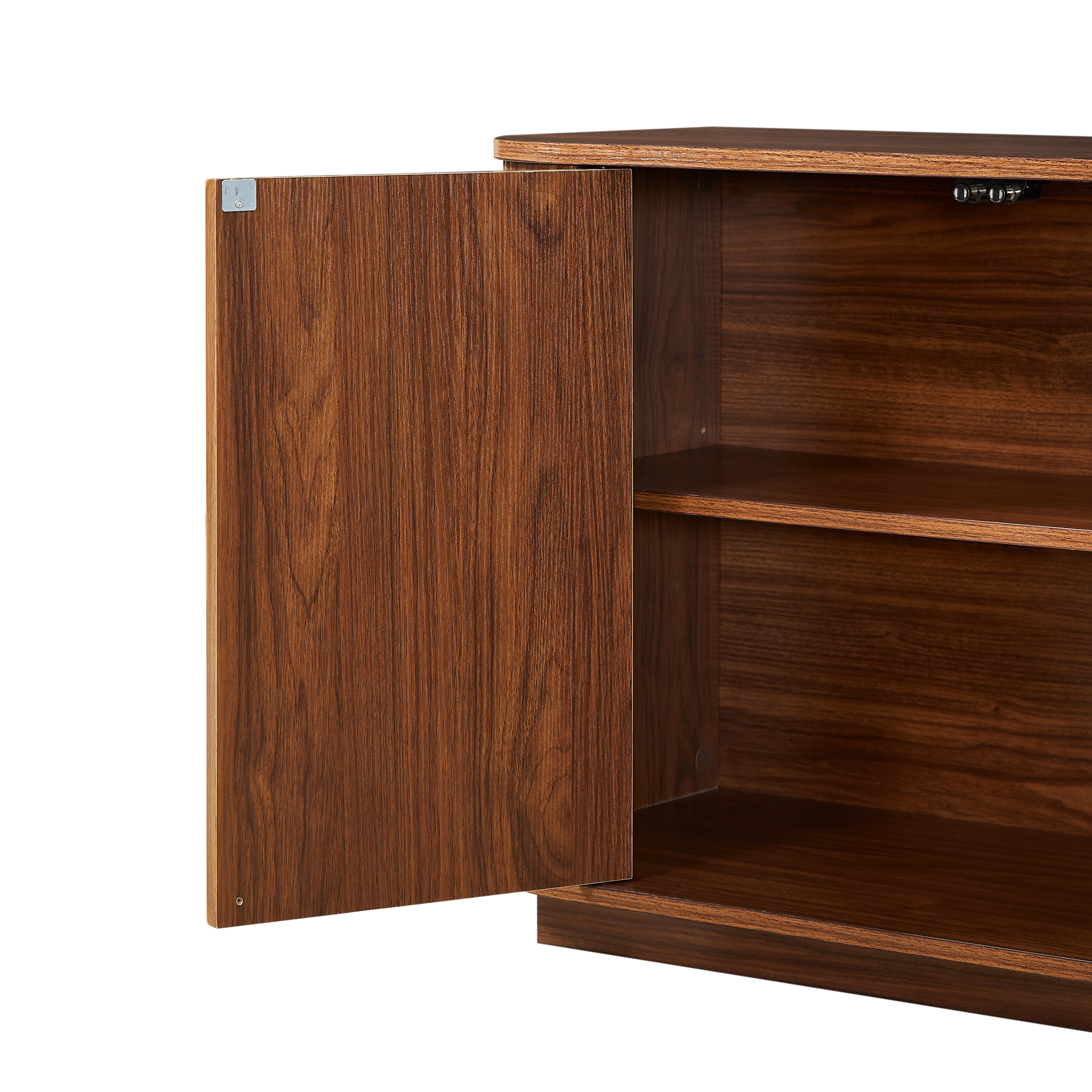 Sideboard Storage Cabinet TV Stand with wave pattern Buffet Cabinet Wooden Vertical Striped Cabinet for Kitchen/Bedroom/Entryway. Walnut, 64''W x 15''D x 24''H. - Grand Goldman Shop