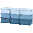 Qaba 3 Tier Kids Storage Unit, 9 Drawer Chest Toy Organizer Plastic Bins for Kids Bedroom Nursery Kindergarten Living Room fo
