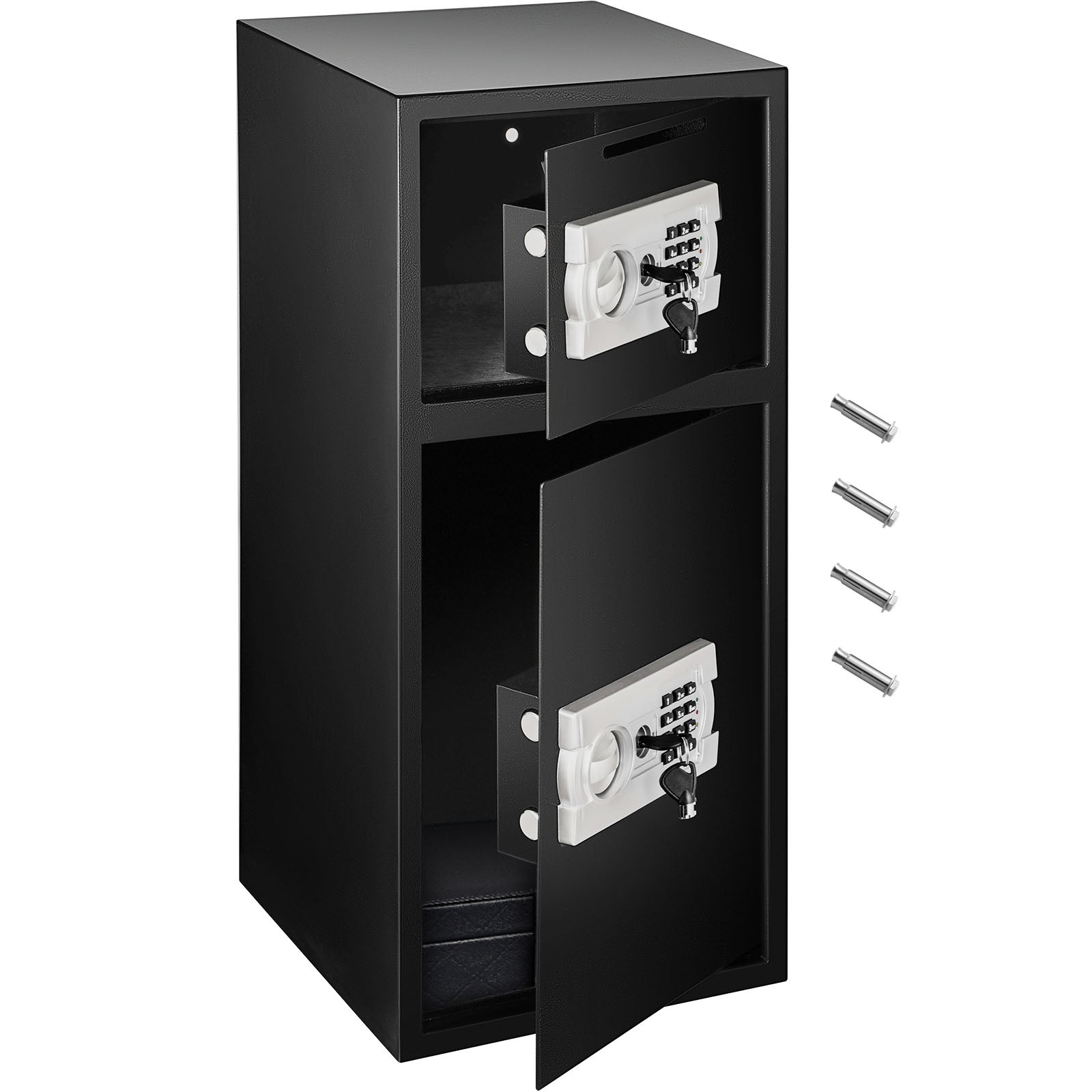 Large Double Door Security Safe Box 2.6 Cubic Feet Steel Safe Box Strong Box with Digital Lock for Money Gun Jewelry Black - 