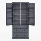 [Assembly Video Provided]TOPMAX 77inch Farmhouse Kitchen Pantry, Freestanding Tall Cupboard Storage Cabinet with 3 Adjustable Shelves, 8 Door Shelves, 3 Drawers for Kitchen, Dining Room, Gray - Grand Goldman Shop