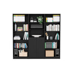 Lecanto 3 Piece Home Bookcase set, 74' Wide with 13 Shelves and Two-Door Cabinet ,  Living Room Set Set  Black - Grand Goldma