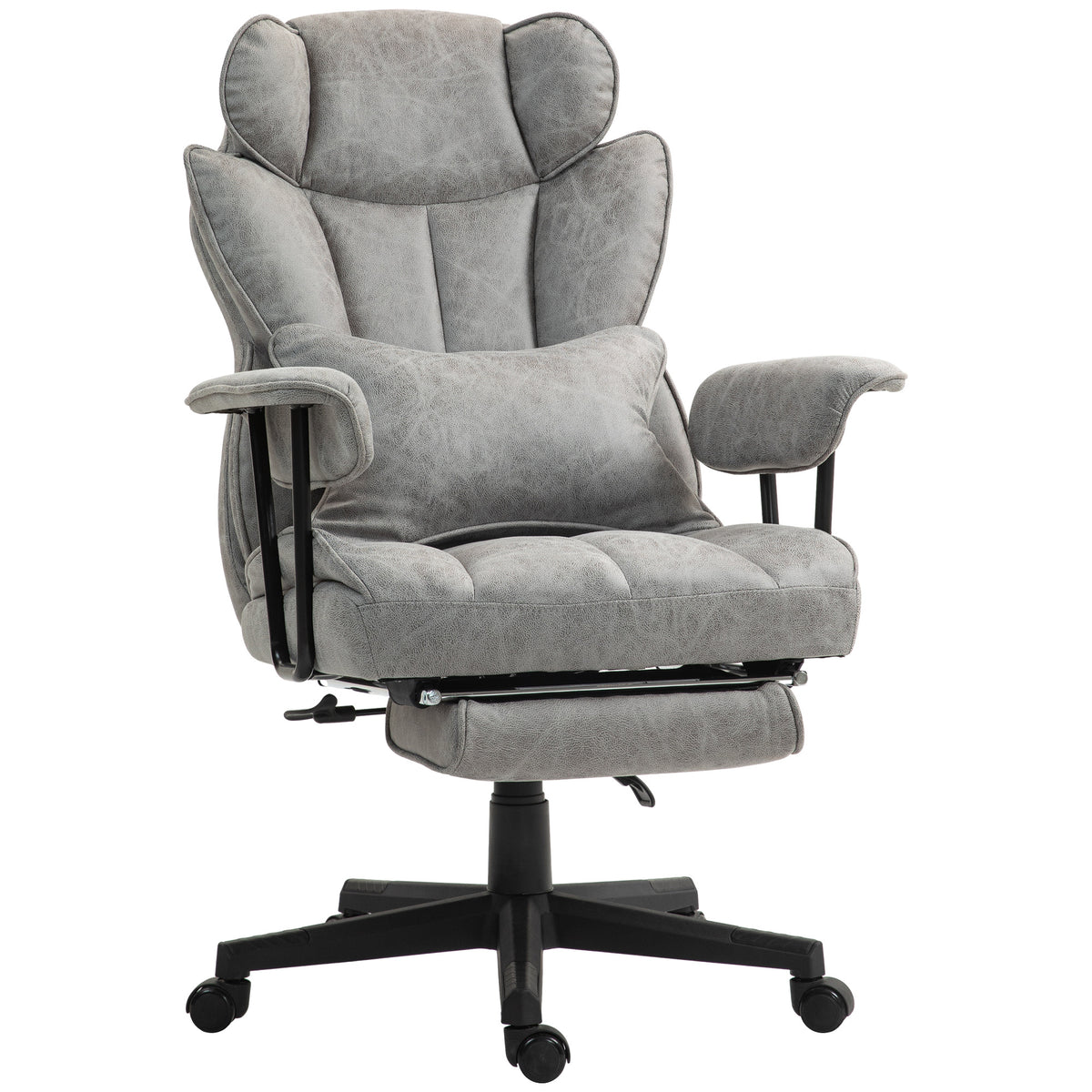 HOMCOM Executive Office Chair, 400LBS Big and Tall Office Chair with Foot Rest, Microfiber Computer Desk Chair with Lumbar Su