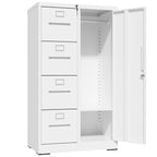 Metal Storage Vertical Filing Cabinet with Lock, Steel File Locker with 4 Drawers and 1 door for School, Living Room, Bedroom