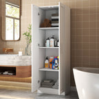 High wardrobe and kitchen cabinet with 2 doors and 3 partitions to separate 4 storage spaces, White - Grand Goldman Shop