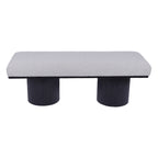 Upholstered Bench with Black Chunky Legs Light Grey Boucle Fabric Contemporary Style Bed-end Bench for Bedroom Living Room - Grand Goldman Shop