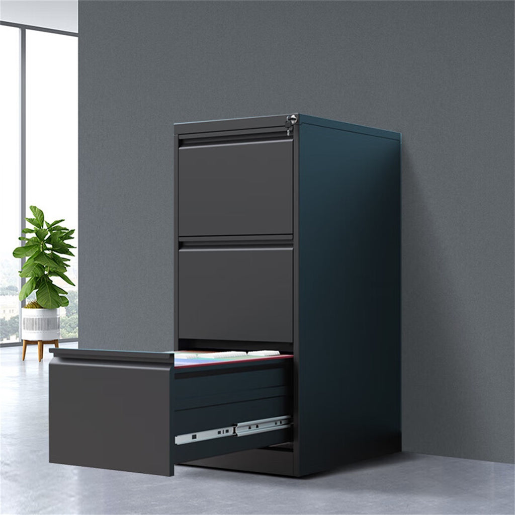 4 Drawer Vertical File Cabinet with Lock for Home Office Organizer, Black Metal Filing Cabinet, Letter/A4/Legal Size | Premiu