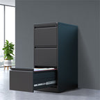 4 Drawer Vertical File Cabinet with Lock for Home Office Organizer, Black Metal Filing Cabinet, Letter/A4/Legal Size | Premiu