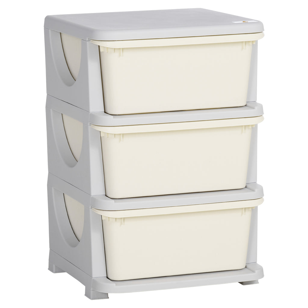 Qaba 3 Tier Kids Storage Unit, 3 Drawer Chest Toy Organizer Plastic Bins for Kids Bedroom Nursery Kindergarten Living Room fo