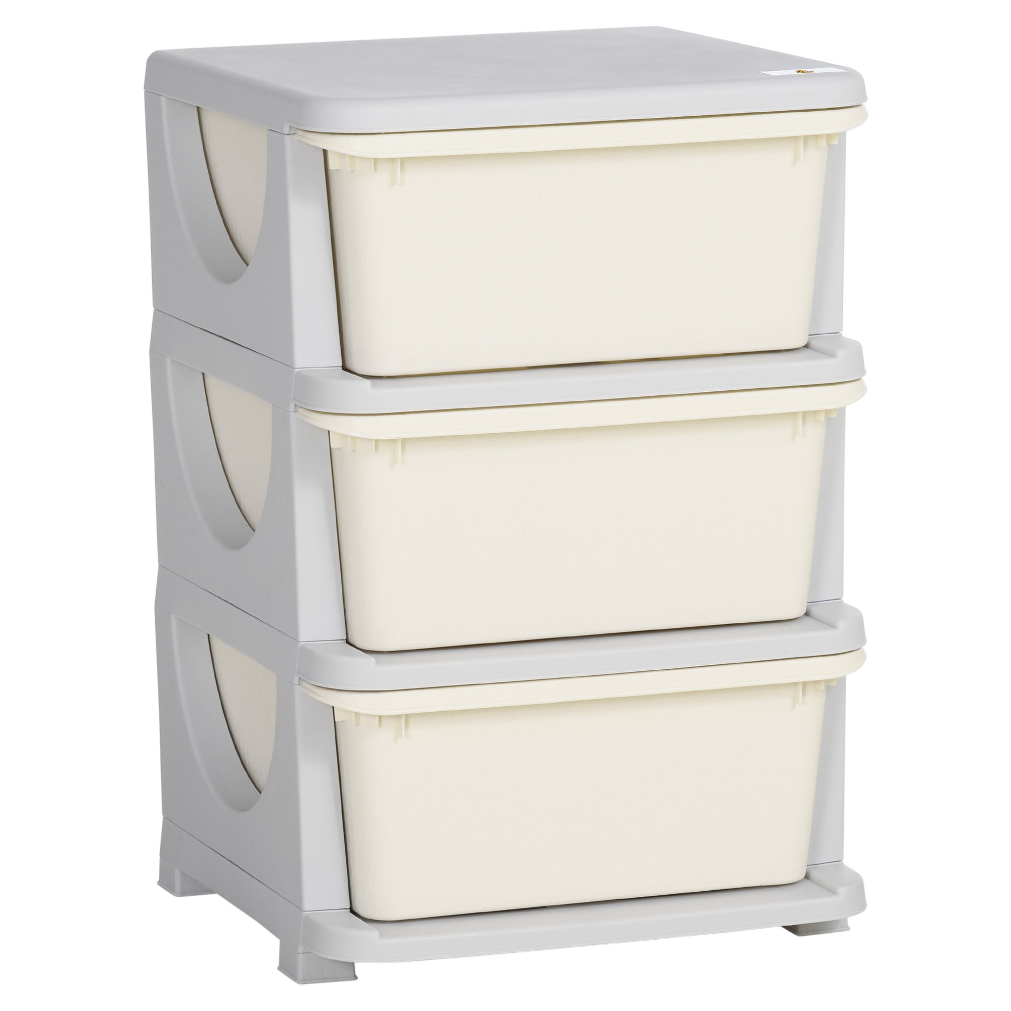 Qaba 3 Tier Kids Storage Unit, 3 Drawer Chest Toy Organizer Plastic Bins for Kids Bedroom Nursery Kindergarten Living Room fo