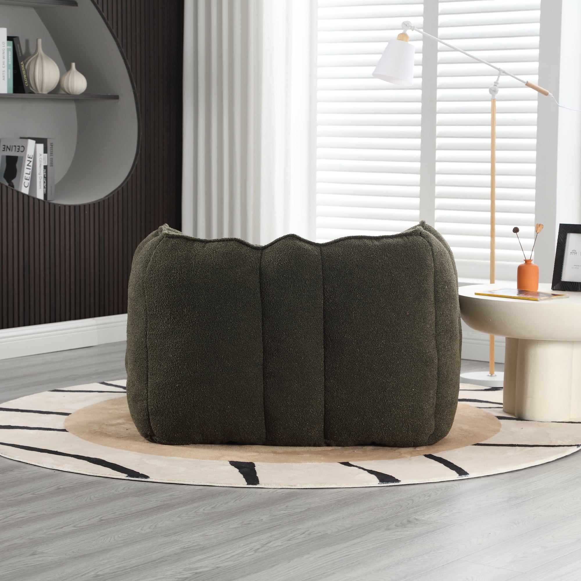 Soft Chenille Bean Bag Chair with High Resilient Foam for Living Room and Bedroom, Comfortable Square Lazy Sofa with Footstool for Adults - Grand Goldman Shop