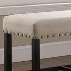 Biony Fabric Counter Height Dining Bench with Nailhead Trim, Tan - Grand Goldman Shop