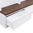 Farmhouse 4-in-1 Hall Tree with Wood Grain Bench, Mudroom Versatile Coat Rack with 2 Large Drawer, Entrance Organizer for Hallway, Living Room, White, 55.9'W (OLD SKU: N721P313099K) - Grand Goldman Shop