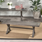 Modern Aluminum Outdoor Dining Bench with X-Base, Dark Gray Finish, 59'W Patio Seating - Grand Goldman Shop