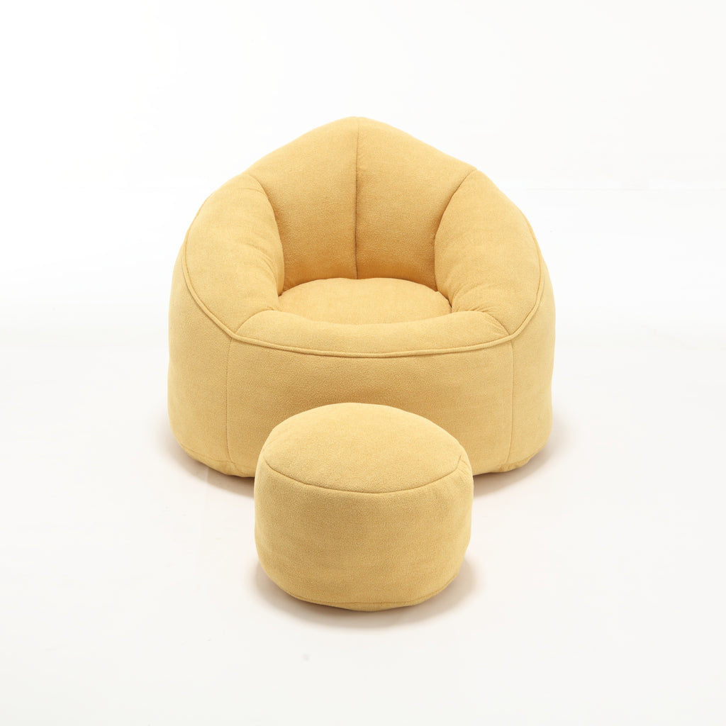 Bedding Bean Bag Sofa Chair with High-Pressure Foam and Footrest, Yellow Microfiber - Grand Goldman Shop