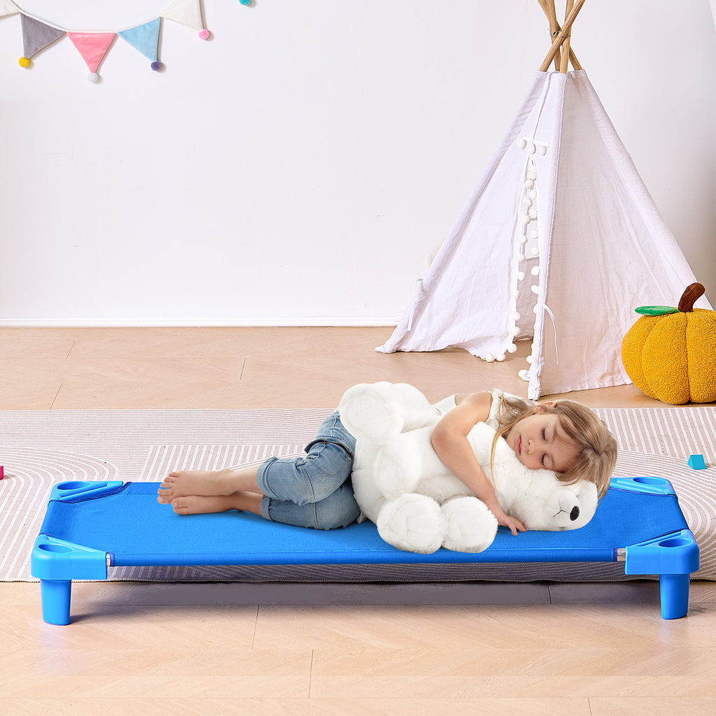Stackable Kiddie Cot, Pack of 6, Portable Toddler Nap Cots, Standard Size 52' L x 23' W Daycare Cots for Kids, Preschool Clas