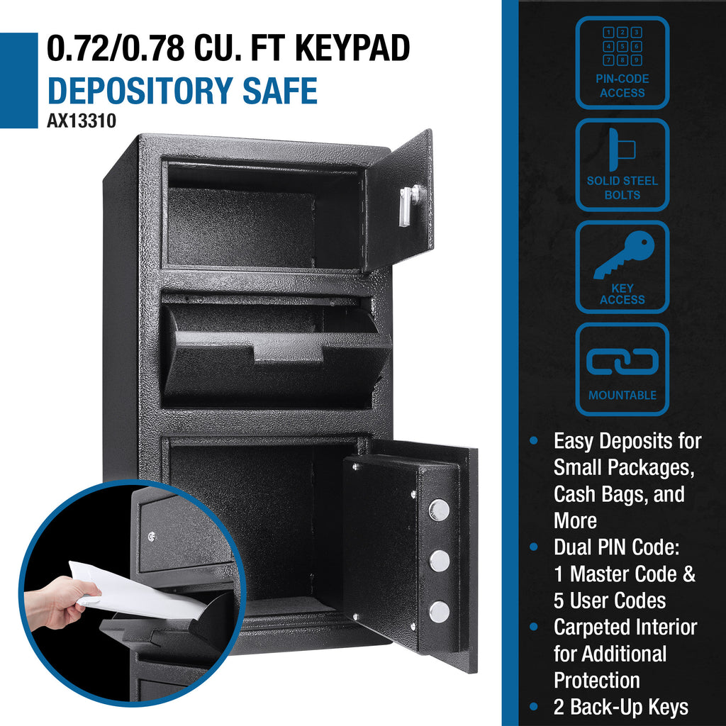 Steel Digital Keypad Large Locker Depository Safe in Black, 14 x 14 x 27.25 inches | Premium Home Decor - Grand Goldman