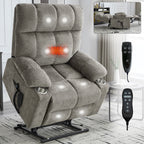 Brown Dual Motor Infinite Position Up to 350 LBS Chenille Power Lift Recliner Chair, Heavy Duty Motion Mechanism with 8-Point Vibration Massage and Lumbar Heating, Dual Cup Holders - Grand Goldman Shop