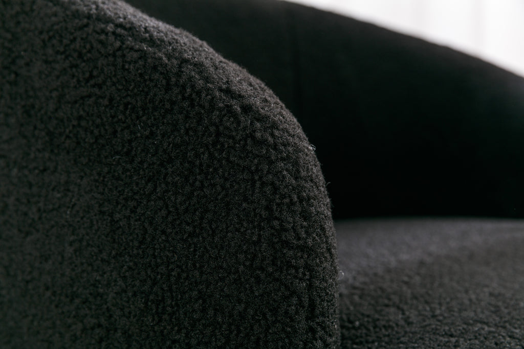 Teddy Fabric Swivel Accent Armchair Barrel Chair With Black Powder Coating Metal Ring,Black - Grand Goldman Shop