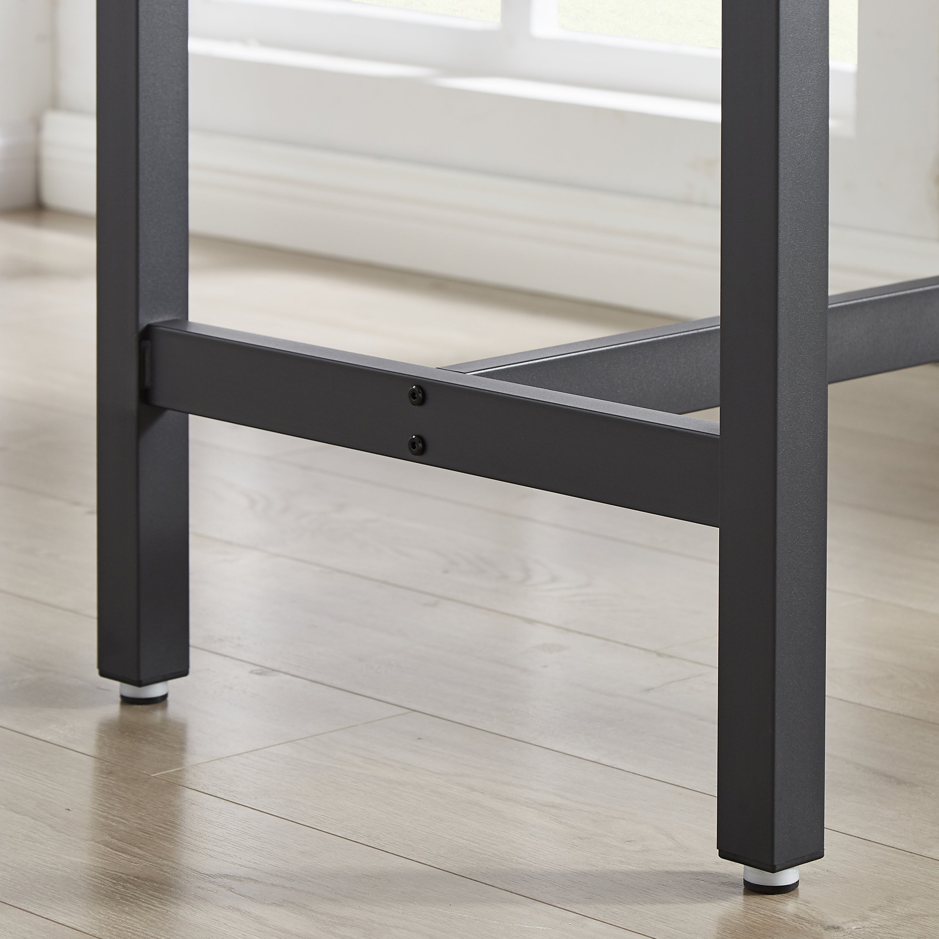 Bar Table Set with 4 Bar stools PU Soft seat with backrest, Grey, 47.24'' L x 23.62'' W x 35.43'' H - Grand Goldman Shop