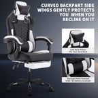 Gaming Chair with Massage,Ergonomic PC Gaming Chair with Footrest Comfortable Headrest and Lumbar Support,High Back PVC Leath