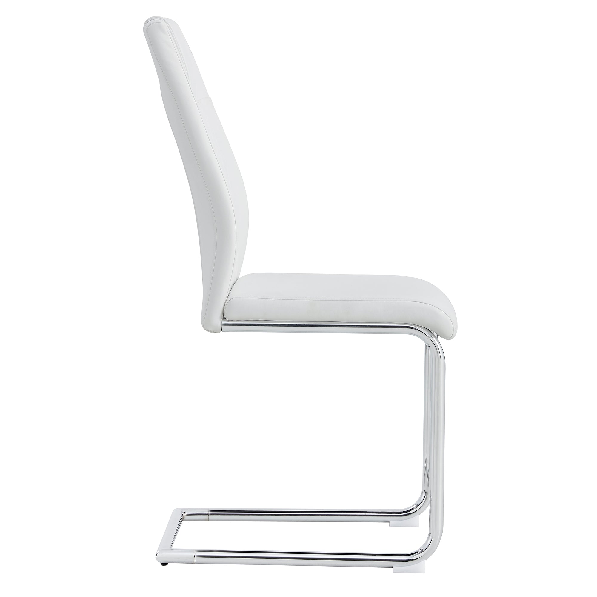 Modern Dining Chairs with Faux Leather Padded Seat and Metal Legs in White, Set of 4 - Grand Goldman Shop
