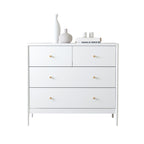 White 4-Drawer Kids Dresser with Antique Brass Pulls, Wooden Storage Cabinet for Nursery or Toddler Bedroom, 35.4' Wide - Grand Goldman Shop