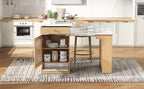 K&K 59.5'Kitchen Island with Extendable Dining Table, Kitchen Storage Table with Double-sided Storage, Kitchen Island with 2 Drawers, Power Outlet, Side Open Shelves, for Kitchen, Dining Room, Natural - Grand Goldman Shop