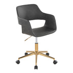 Contemporary Task Chair in Gold Metal and Grey Faux Leather | Premium Home Decor - Grand Goldman