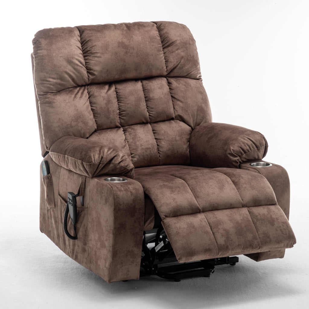 Lift Chair for Big and Tall Person with Inconvenient Legs: High Density Foam Lift Sofa with Heat and Massage, 2 Pockets, 2 Cup Holder, 2 Remote, 2 OKIN Motor - Grand Goldman Shop