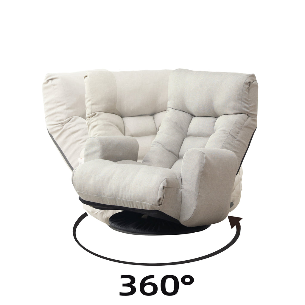 Modern Gray with Metal Frame Swivel Game Lounge Chair with Adjustable Headrest and Waist Support – 360-Degree Rotatable Leisure Chair for Living Room - Grand Goldman Shop