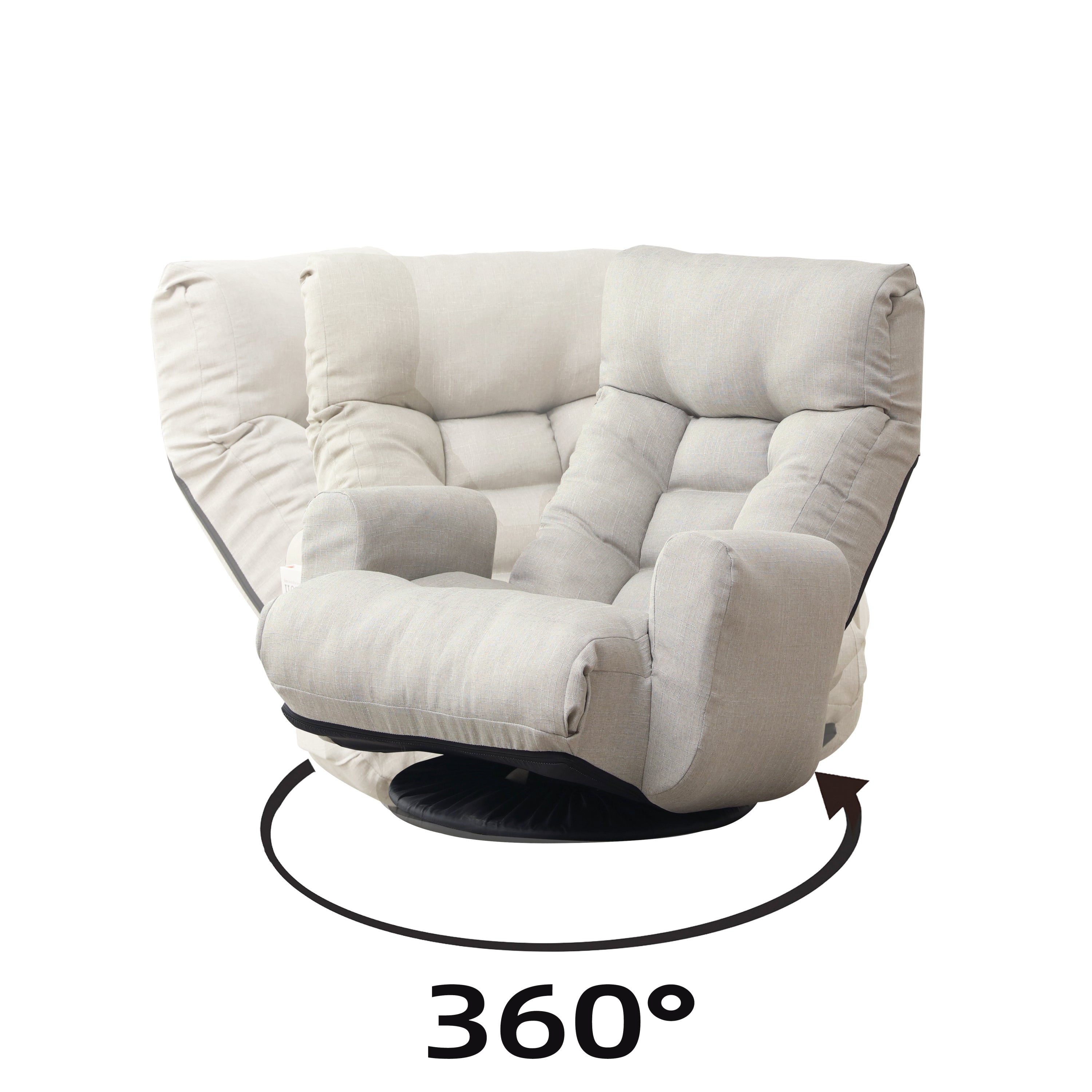 Modern Gray with Metal Frame Swivel Game Lounge Chair with Adjustable Headrest and Waist Support – 360-Degree Rotatable Leisure Chair for Living Room - Grand Goldman Shop