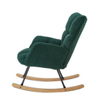 Glider Chair for Living Room Tufted Upholstered Teddy Fabric Rocking Chair with Metal Frame Accent Chair Green - Grand Goldman Shop