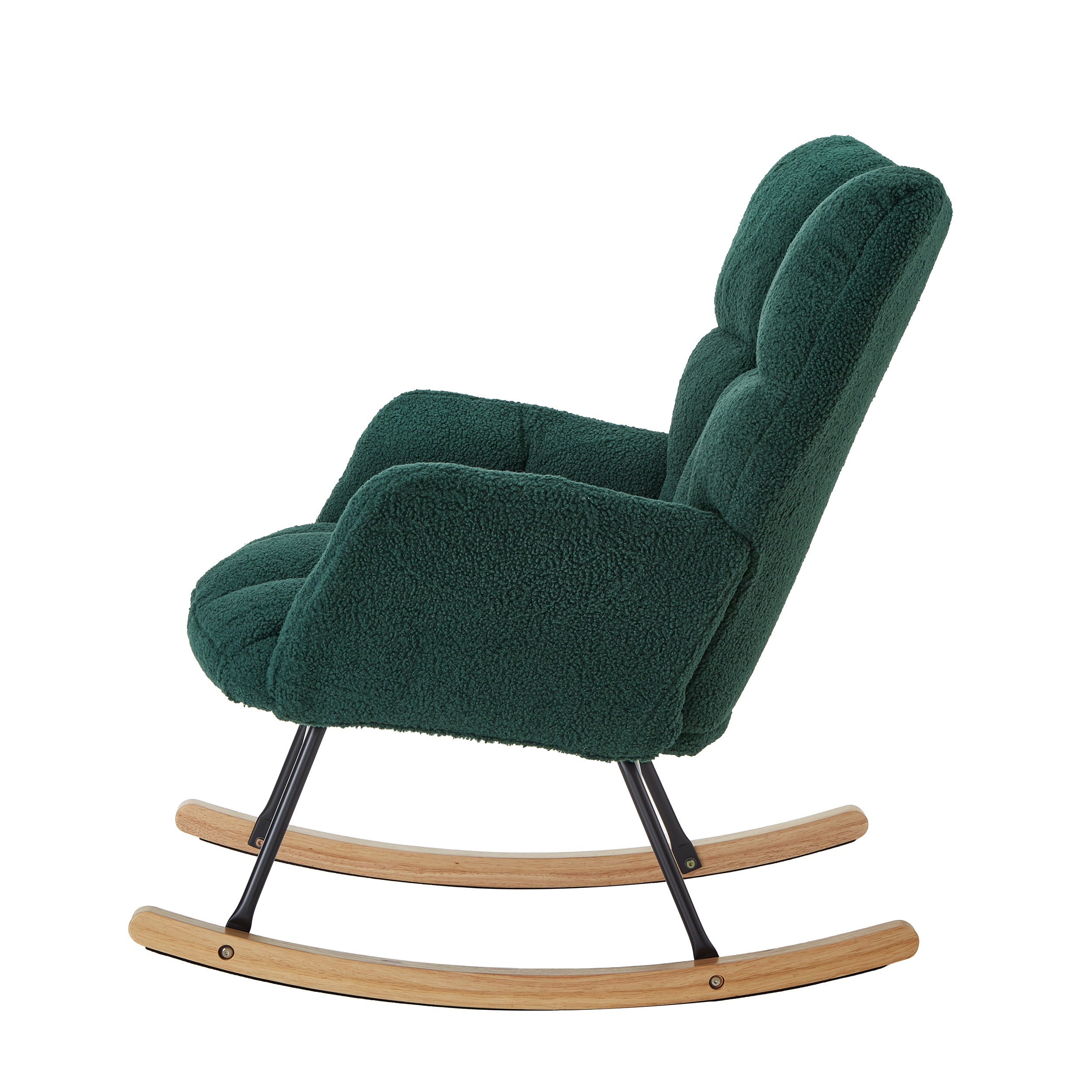 Glider Chair for Living Room Tufted Upholstered Teddy Fabric Rocking Chair with Metal Frame Accent Chair Green - Grand Goldman Shop