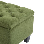 Ottoman Bench with Storage, Green Boucle Surface, Rubber Wood Legs, 300 lbs Capacity - Grand Goldman Shop